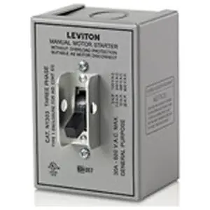 Leviton N1303-DS 30A 600V Toggle 3-P AC Motor Starting Switch Type 1 Metal Enclosure