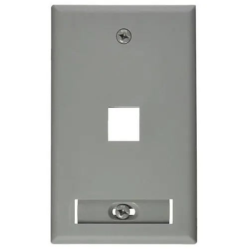 Leviton 42080-1GS Single-Gang QUICKPORT Wall Plate with ID Window, 1-Port, Gray