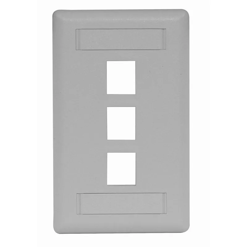 Hubbell IFP13GY HWDK IFP13GY Plate, Wall, Flush, 1-Gang 3-Port