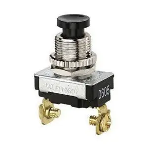 Ideal Industries 774022 3/6 Amp 125/240 VAC SPST Momentary On-Off Screw Terminal Black Plastic Push Button Switch