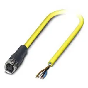 Phoenix Contact 1406240 Sensor/Actuator Cable Polyvinyl Chloride 4 Position M8 Socket Straight to Free Cable End 60V dc 4A Yellow 2 m