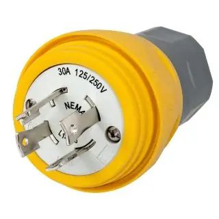 Hubbell Wiring Device-Kellems HBL28W74 1-Phase Grounding Male Standard Cord Mount Watertight Locking Plug 125/250 VAC