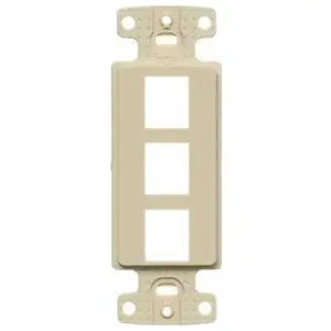 Hubbell Premise Wiring NS613I Decorator Frame Plate Thermoplastic 3-Port Standard Screw Mount Vertical Orientation Ivory