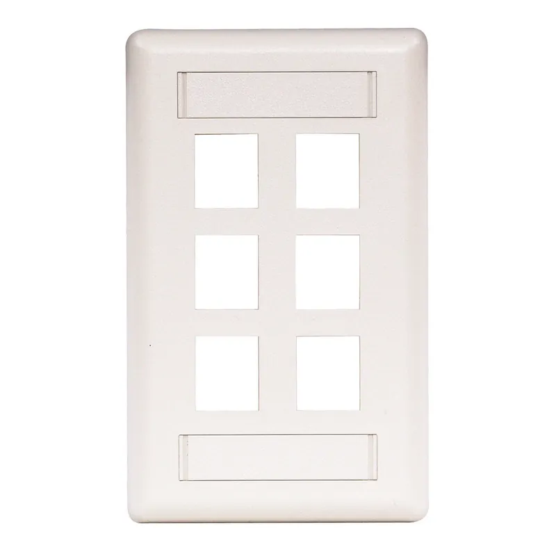 Hubbell IFP16W 1-Gang White 6-Port Data Communication Face Plate
