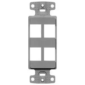 Hubbell Premise Wiring NS614GY Decorator Frame Plate Thermoplastic 4-Port Standard Screw Mount Vertical Orientation Gray
