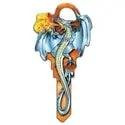LUCKY LINE B145K House Key, Kwikset, Dragon, Brass, Enamel Coating, 1 each per Card