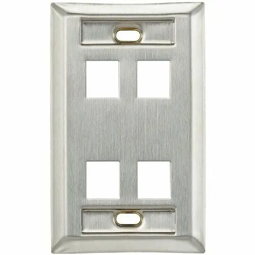 Leviton 43080-1L4 4-Port Single-Gang Wall Plate with Stainless-Steel ID