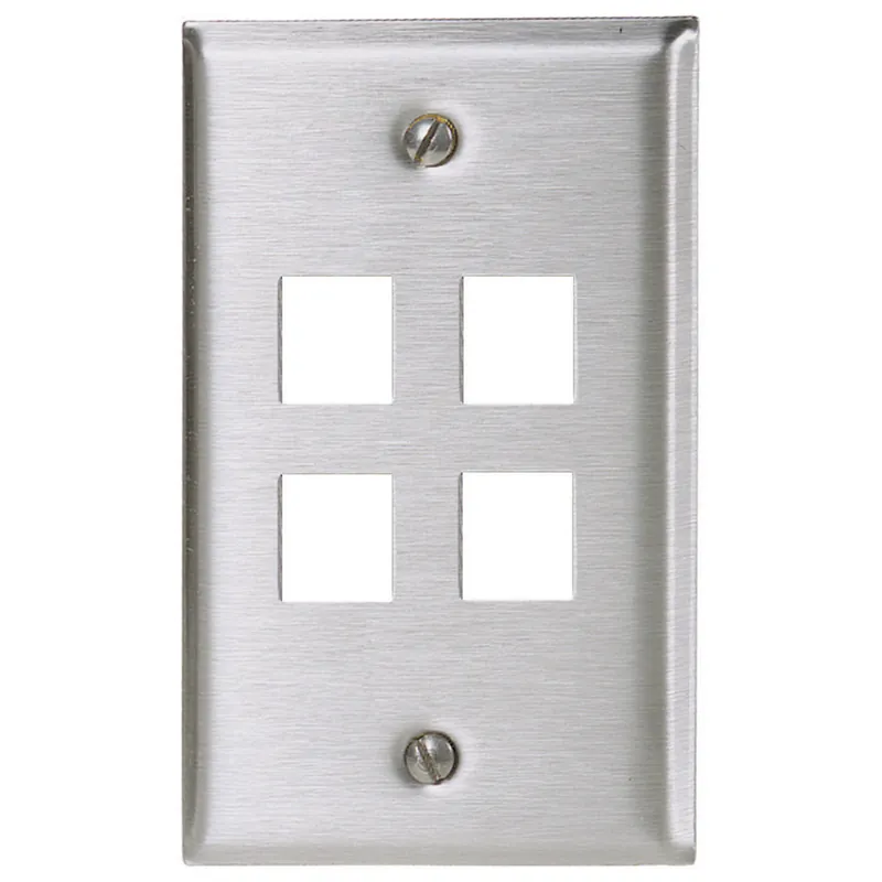 Hubbell SSF14 Phone/Data/Multimedia Faceplate, Stainless Steel 4-Port