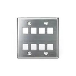 Leviton 43080-2S8 Wall Plate 8-Port Double-Gang Stainless Steel
