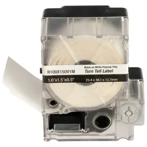 PXE R100X150V1M MP Printer Turn-Tell Label Vinyl White 1.5 in. x1 in. 0.5 in.