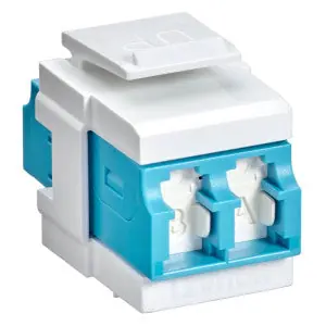 Leviton 41086-LLW Quickport Fiber Optic Adapter Shuttered Aqua/White