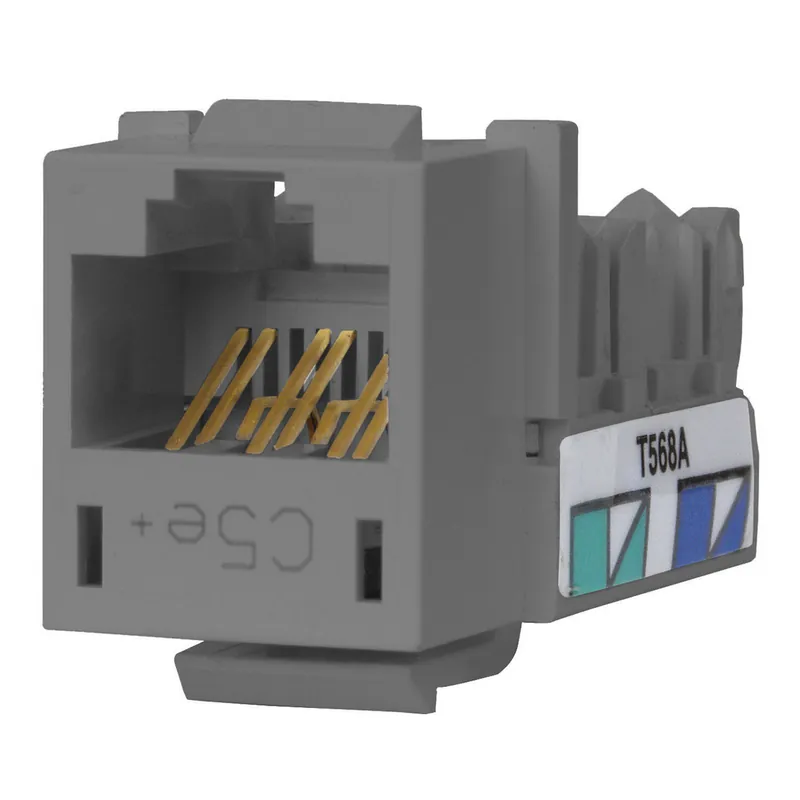 Hubbell HXJ5EGY 8-Position Gray T568A/T568B Category 5E Modular Keystone Jack