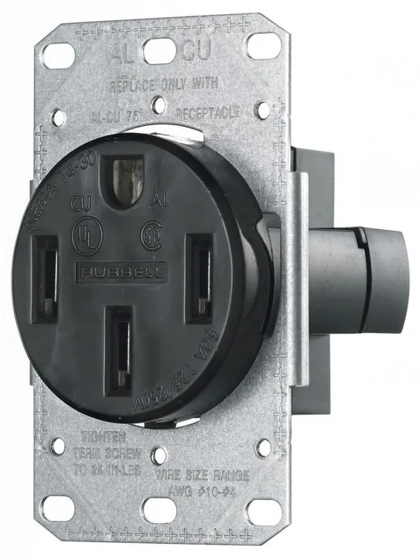 Hubbell Wiring RR450F Power Receptacle 50A 125/250V Single Receptacle NEMA 14-50R