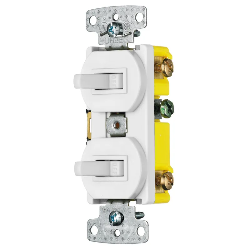 Hubbell Wiring Device-Kellems RC101W Combination Toggle Switch 15A 120V (2) Toggles Replacement MPN