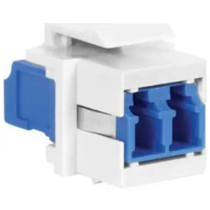 Hubbell Premise Wiring SFFLCSBEW Fiber Optic Connector Ceramic Beige LC Duplex Zircon Sleeves White Adapter Housing