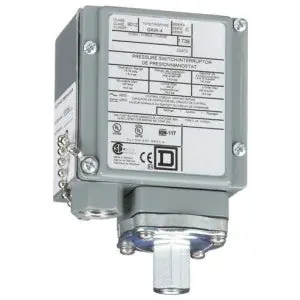 Telemecanique Sensors 9012GAW4 Pressure Switch Adjustable Scale SPDT 480 Vac 10A 2 Thresholds 1.5 to 75 psig