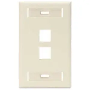 Leviton 42080-2TS QuickPort Wall Plate with ID Windows 2-Port Light Almond