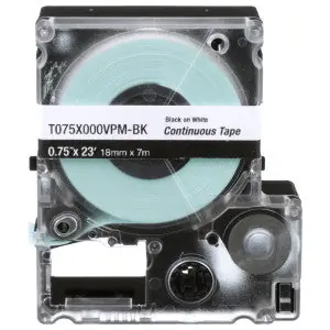 PXE T075X000VPM-BK MP Printer Cont. Tape Safety & ID Vinyl Blk/White .75 W