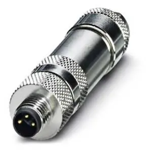 Phoenix Contact 1542884 SACC Series Circular Connector Brass Nickel-Plated 3-Position Shielded Plug Straight M8 24 to 18 AWG 55 mm L