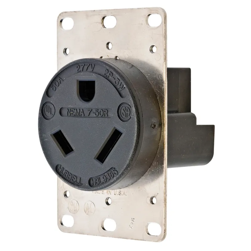 Hubbell Wiring Device-Kellems HBL9365 50 Amp 277 Volt 2-Pole 3-Wire NEMA 7-50R