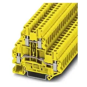 Phoenix Contact 3035467 UT Series CLIPLINE Series Feed-Through Terminal Block Nylon 2-Level Yellow 69.9 L x 72.5 H x 6.2 W mm