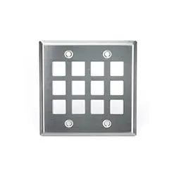 LEVITON 43080-S12 Wall Plate, 12-Port Double-Gang, Stainless Steel