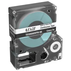 PXE T050X000VPM-BK MP Printer Cont. Tape Safety & ID Vinyl Blk/White 0.5 W