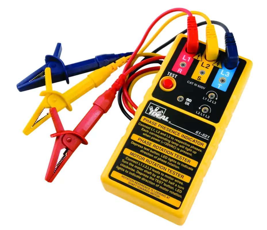 Ideal Industries 61-521 Motor Rotation Tester 3 Phase 100 to 600 VAC