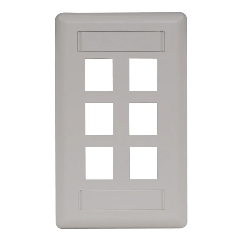Hubbell IFP16OW 1-Gang Office White 6-Port Data Communication Face Plate