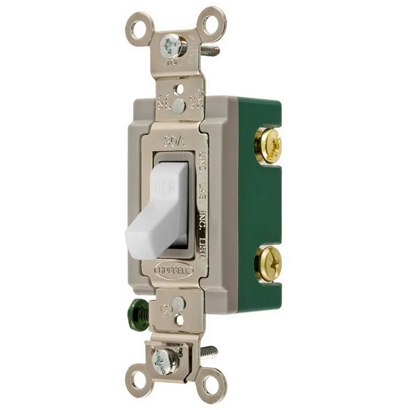 Hubbell Wiring HBL3032W Toggle Switch 120 - 277 Volt AC 30 Amp 2-Pole