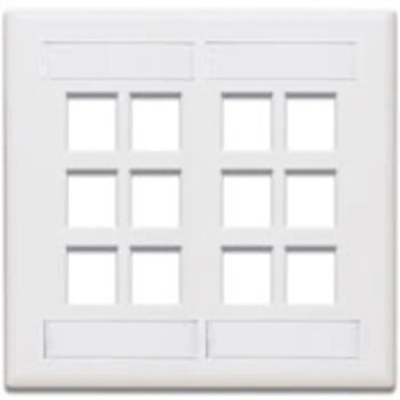 Leviton 42080-12W Dual-Gang QuickPort Wall Plate with ID Windows 12-Port Replacement MPN