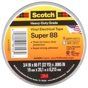 Scotch 88-SUPER-3/4X66FT Scotch® Super 88 Premium Vinyl Electrical Tape Black 3/4 in x 66 ft