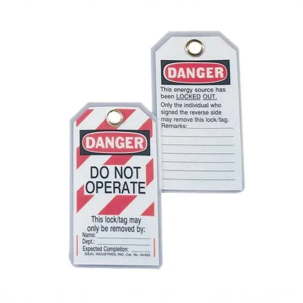 Ideal Industries 44-833 Heavy-Duty Lockout Tag Laminated Plastic 7/8 Inch Grommet