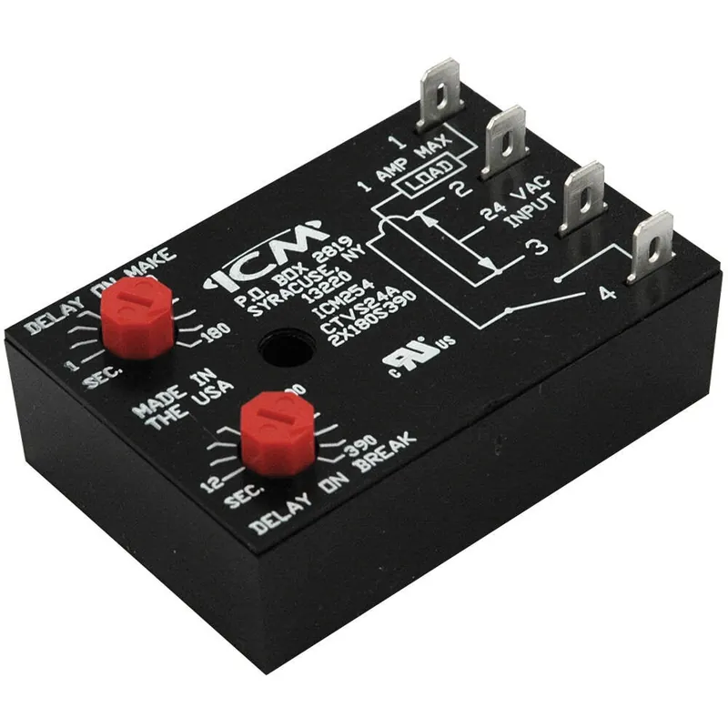 ICM Controls ICM254 Dual Function Fan Delay Control 18-30 VAC SPST 180 Second ON/12-390 Off
