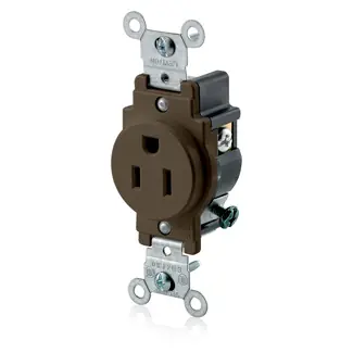 Leviton 5015 125 Volt 15 Amp 2-Pole 3-Wire NEMA 5-15R 1/2 Hp Brown Nylon Grounding Narrow Straight Blade Receptacle