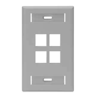 Leviton 42080-4GS QuickPort 4-Port Standard Size Wallplate With ID Window