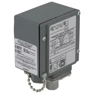 Telemecanique Sensors 9012GAW25 Pressure Switch Adjustable Scale DPDT 480 Vac 10A 2 Thresholds 3 to 150 psig