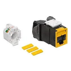 Leviton 6AUJK-SY6 Mod Jack, Atlas-X1, Category 6A UTP Connector, With Shutters, Yellow