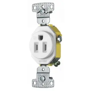 Wiring Device-Kellems RR151WTR HWD 1-Phase Self-Grounding Single Standard Tamper Resistant Straight Blade Receptacle