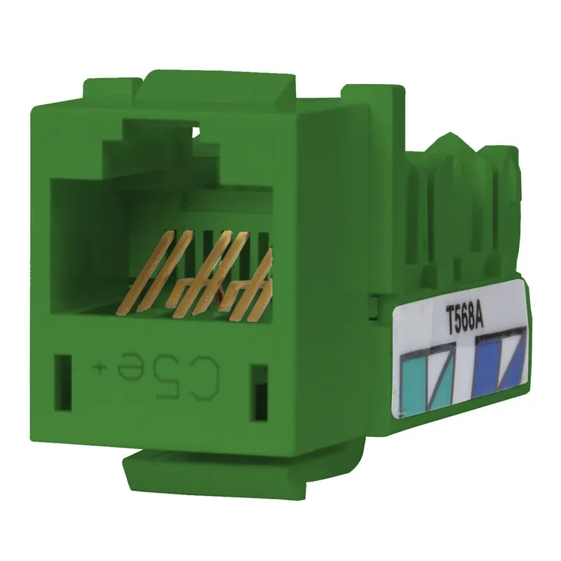 Hubbell HXJ5EGN 8-Position Green T568A/T568B Category 5E Modular Keystone Jack