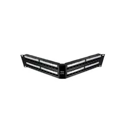 Leviton 6A587-U48 Extreme Cat 6A Patch Panel, Angled, 110- Style, 19 In Rack Mount, 48 Port Configured, Black