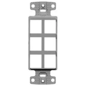 Hubbell Premise Wiring NS616GY Decorator Frame Plate Thermoplastic 6-Port Standard Screw Mount Vertical Orientation Gray