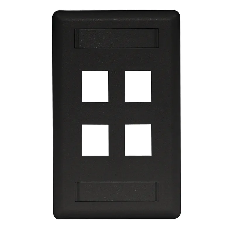 Hubbell Premise Wiring IFP14BK HPW IFP14BK Plate, Wall, Flush, 1-G, 4 Black