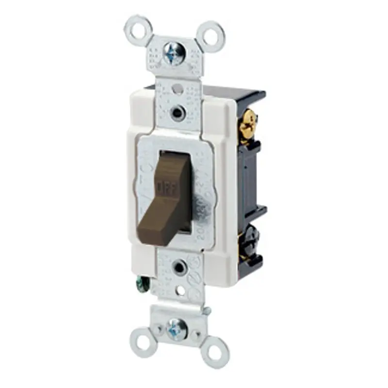 LEVITON 1223-S 20 Amp, 3 Way, AC Quiet Toggle Switch, 120/277 Volt, Brown