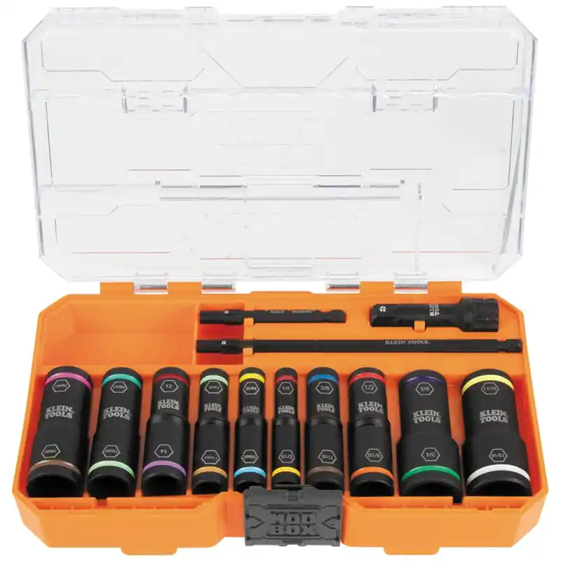 Klein 65239 KNECT Flip-20 Impact Socket Set, SAE and Metric, 13-Piece