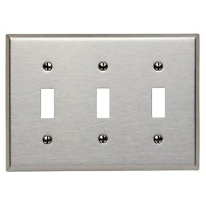 Leviton 84011-40 3 Gang Toggle Device Switch Wall Plate Standard Size 302 Stainless Steel