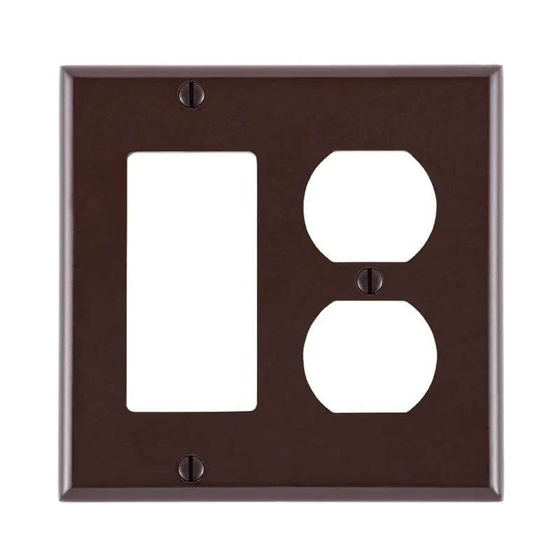 LEVITON 80455 2 Gang 1-Duplex 1-Decora/GFCI Device Combination Wall Plate Standard Size Thermoset Device Mount Brown