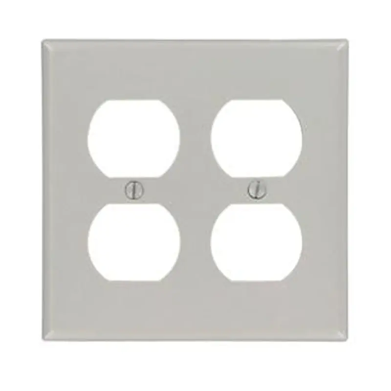 LEVITON 87016 2 Gang Duplex Device Receptacle Wall Plate Standard Size Thermoset Device Mount Gray
