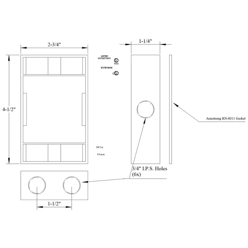 Mulberry 30296 1 Gang Weatherproof Extension Box 6 3/4IN Outlets