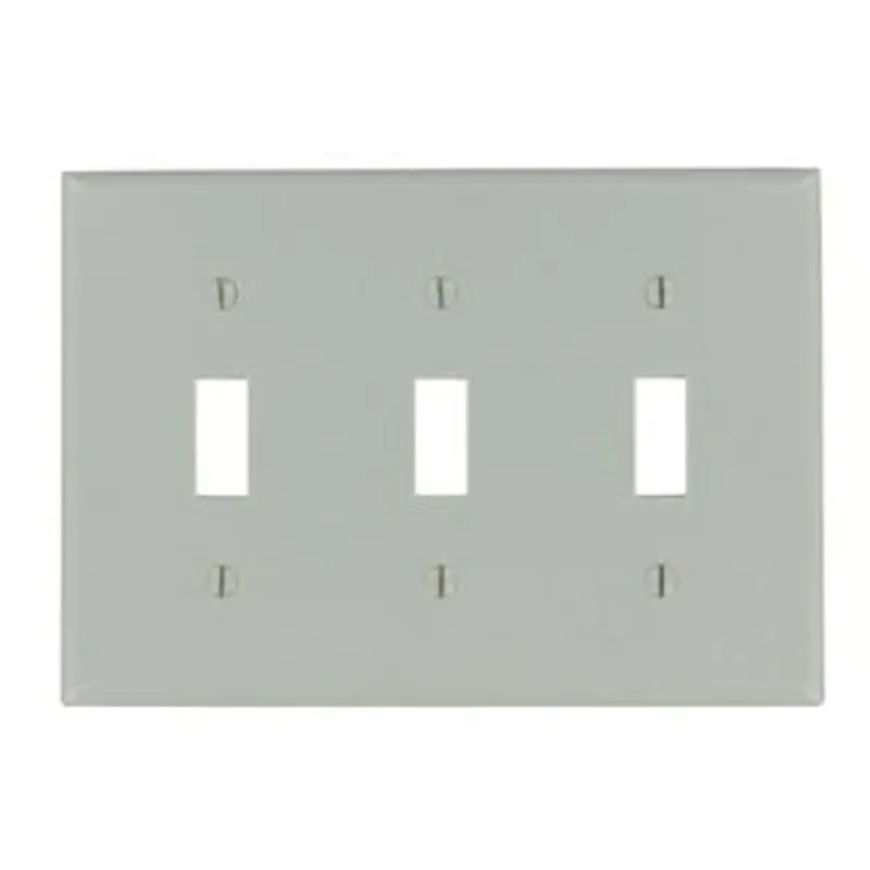 Leviton 87011 3 Gang Toggle Device Switch Wall Plate, Standard Size, Thermoset, Device Mount, Gray